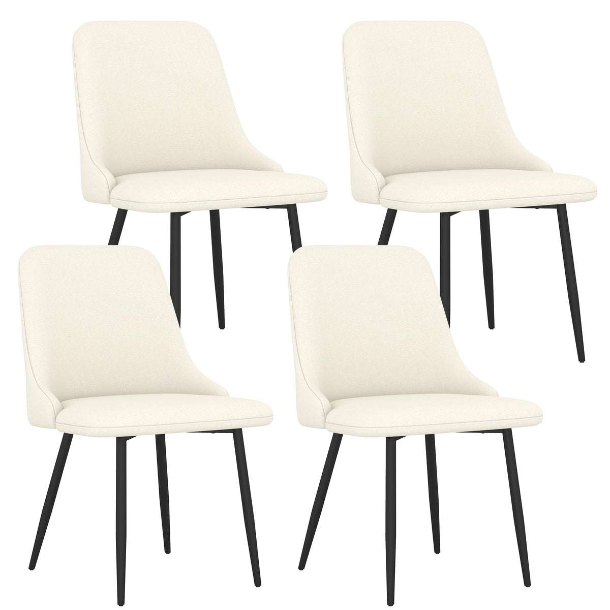 Gentlemoods Modern Fabric Dining Chairs Set Of 4, Comfy Kitchen Side Chairs With Thick Cushions, Upholstered Dining Room Chairs