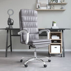 vidaXL Gray Faux Leather Reclining Office Chair - Metal and Plywood Frame, Adjustable Backrest & Height, 360-degree Swivel, Rolling Castors for Convenient Mobility, Simple Assembly Required