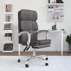 vidaXL Reclining Office Chair in Gray Faux Leather - Modern Design, Lying Down Feature, Armrest, Foam Filling