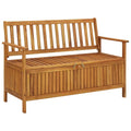 vidaXL 47.2" Patio Storage Bench, Solid Acacia Wood, Outdoor Garden Furniture with Ample Storage Space and Comfortable Seating