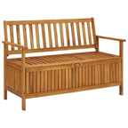 vidaXL 47.2" Patio Storage Bench, Solid Acacia Wood, Outdoor Garden Furniture with Ample Storage Space and Comfortable Seating