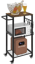 Sungaryard 3-Tier Rolling Kitchen Cart Microwave Stand on Wheel, Movable Coffee Bar Cart with Metal Handle, Bakers Rack with 8 H