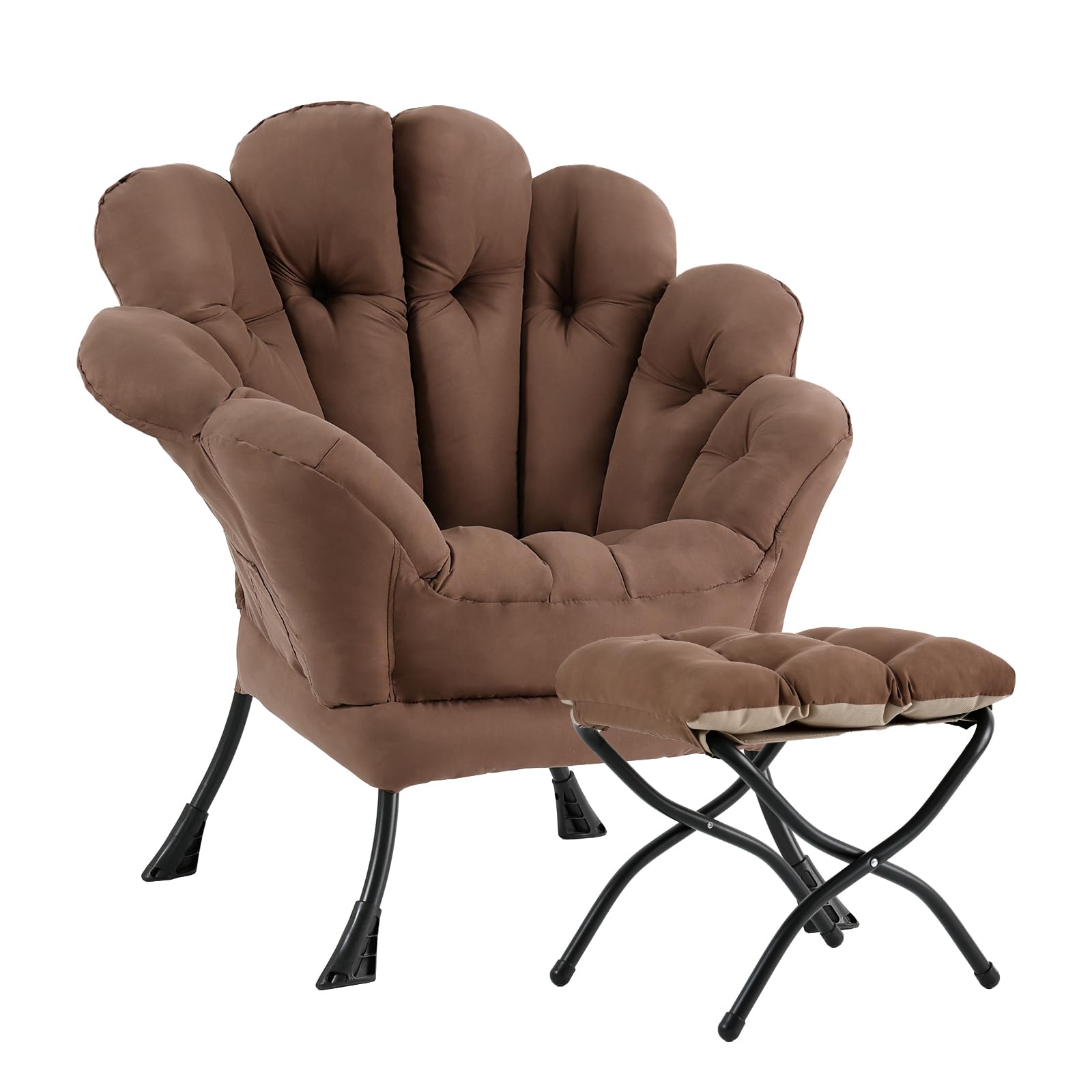 Seshinell 2025 Lazy Chair With Ottoman, Cozy Butterfly Reading Chair Mid-Century Lounge Accent Chair With Footrest For Small Spa