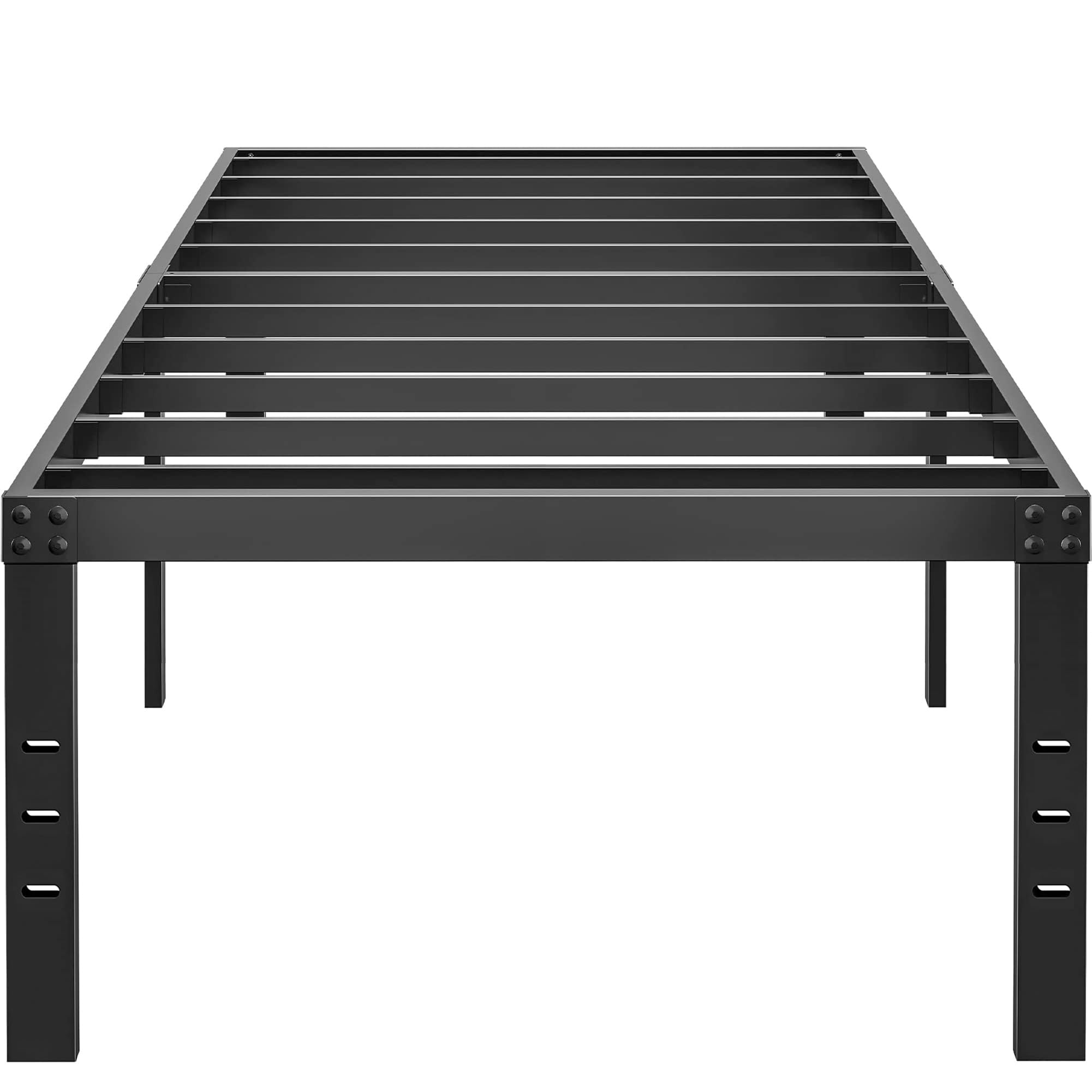 Hobinche 20 Inch Twin Xl Size Bed Frame, No Box Spring Needed, Heavy Duty Black Metal Platform Mattress Foundation With Steel Slats, Non-Slip Noise Free Easy Assembly, Large Storage