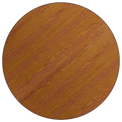 Flash Furniture Wren 42'' Round Oak Thermal Laminate Activity Table - Height Adjustable Short Legs