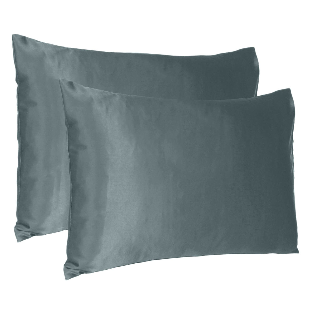 HomeRoots Gray Dreamy Set of 2 Silky Satin Standard Pillowcases