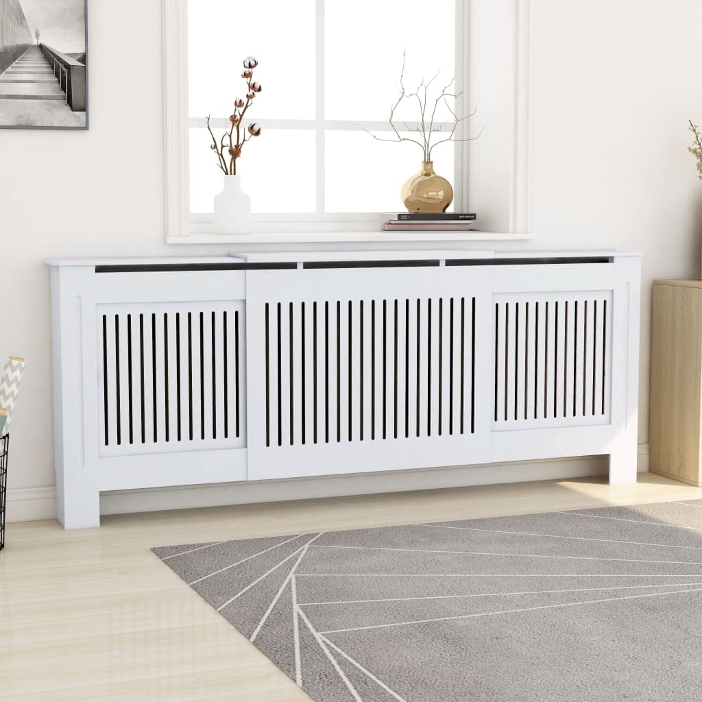 vidaXL MDF Radiator Cover in Gray Color - Modern Slatted Design with Shelf - Easy to Assemble - Blends with Any Home Decor - Measures 30.7&quot; x 7.5&quot; x 32.1&quot;