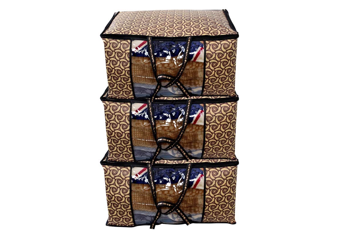 Stylista Blanket Storage Bags Large Size Set Of 2 Packed Pattern Light Yellow