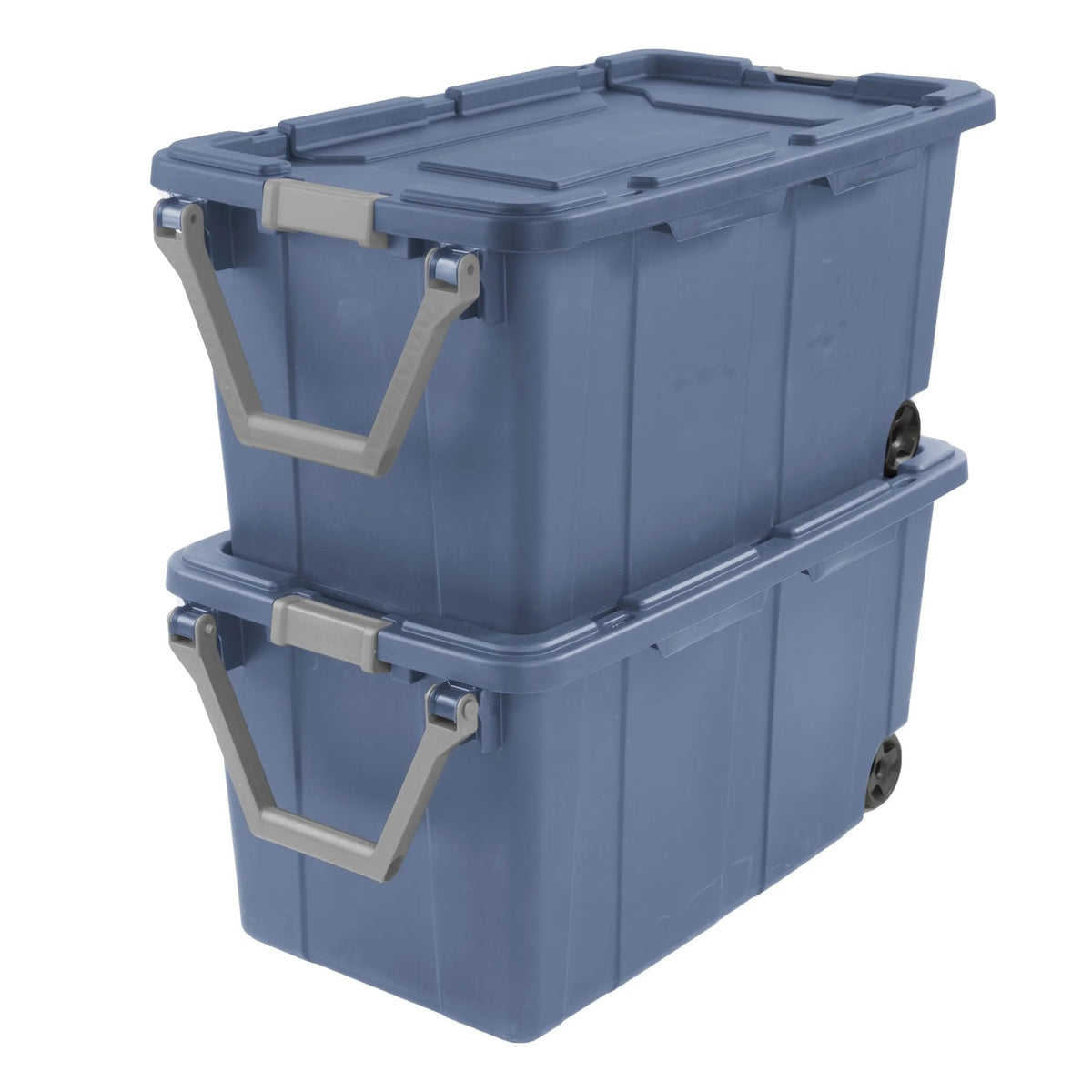 CNEIESD 40 Gal Wheeled Storage Bin with Latching Lid 2Pack,Blue