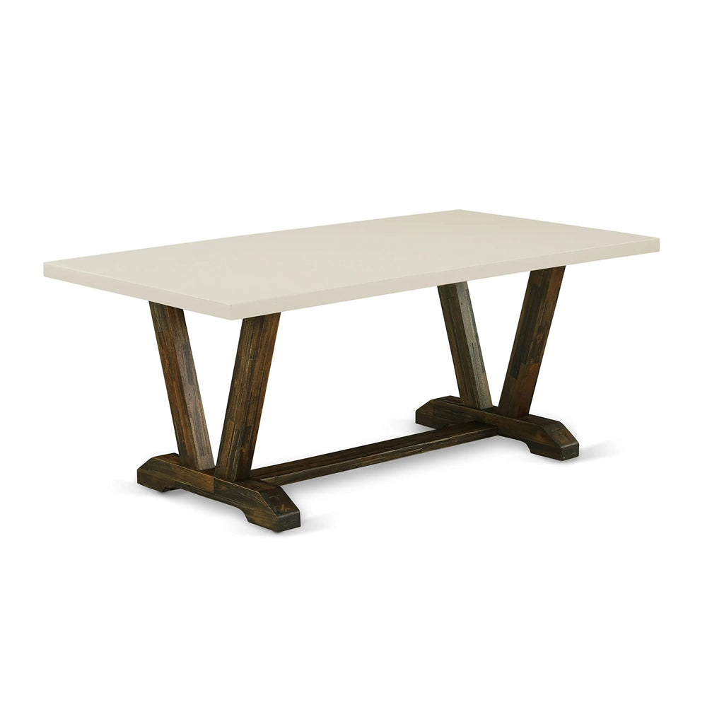 East West Furniture V-Style Kitchen Rectangle Dining Table Top With Stylish Legs, 40X72 Inch, Vt727