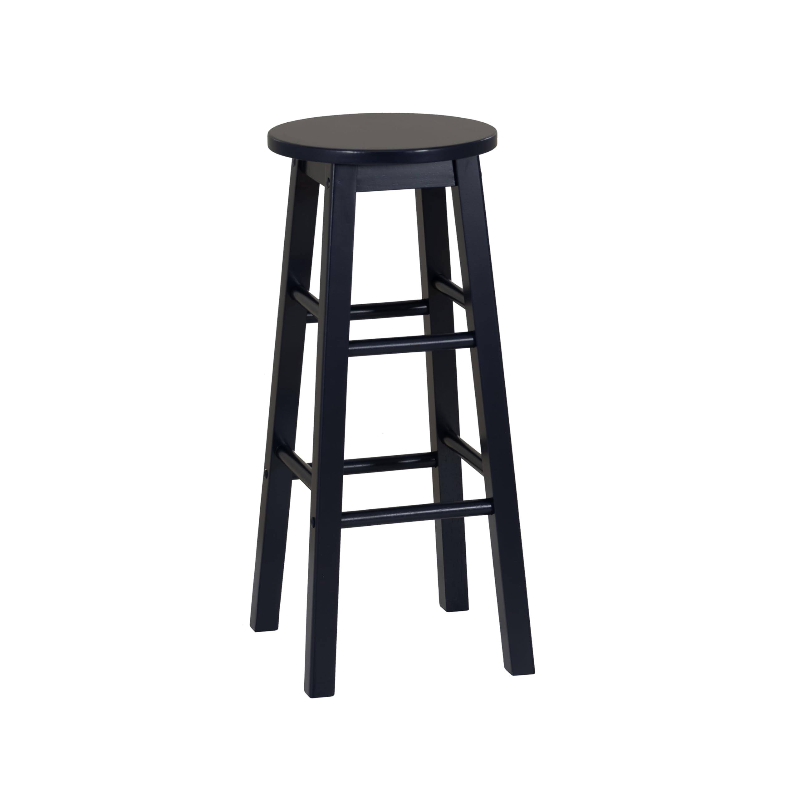 Linon Zeke Navy Blue Solid Wood Backless Round Barstool