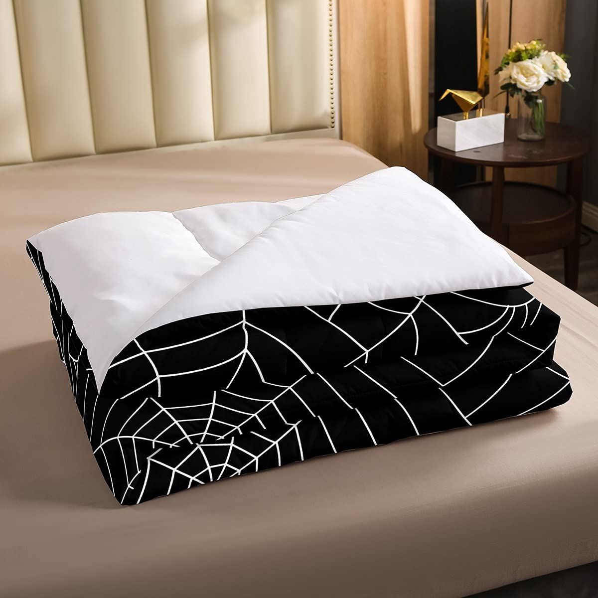 Boys Spider Web Printed Comforter Set For Kids Girls Twin Halloween Themed Comforter Decorative Scary Spider Bedding Sets Childr