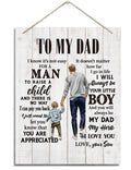 To My Dad, Dad Gift from Son, Wall Decor Art, Decorative Hanging Wood Signs, Appreciation Gift for Dad, Fathers Day Gift for Da