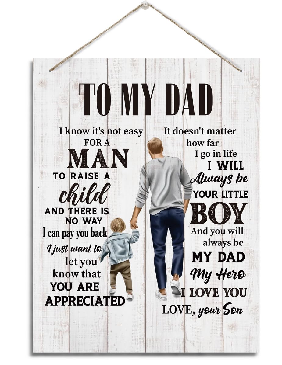 To My Dad, Dad Gift from Son, Wall Decor Art, Decorative Hanging Wood Signs, Appreciation Gift for Dad, Fathers Day Gift for Da