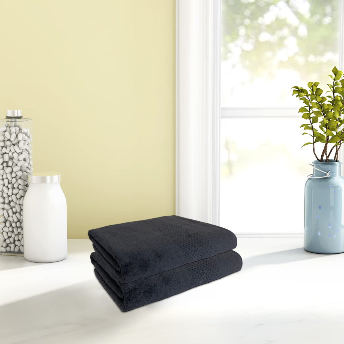SPACES 100% Cotton Hand Towel Special Texture Ultra Soft Quick Dry Nano Spun(Solid 40CMX60CM)Shadow