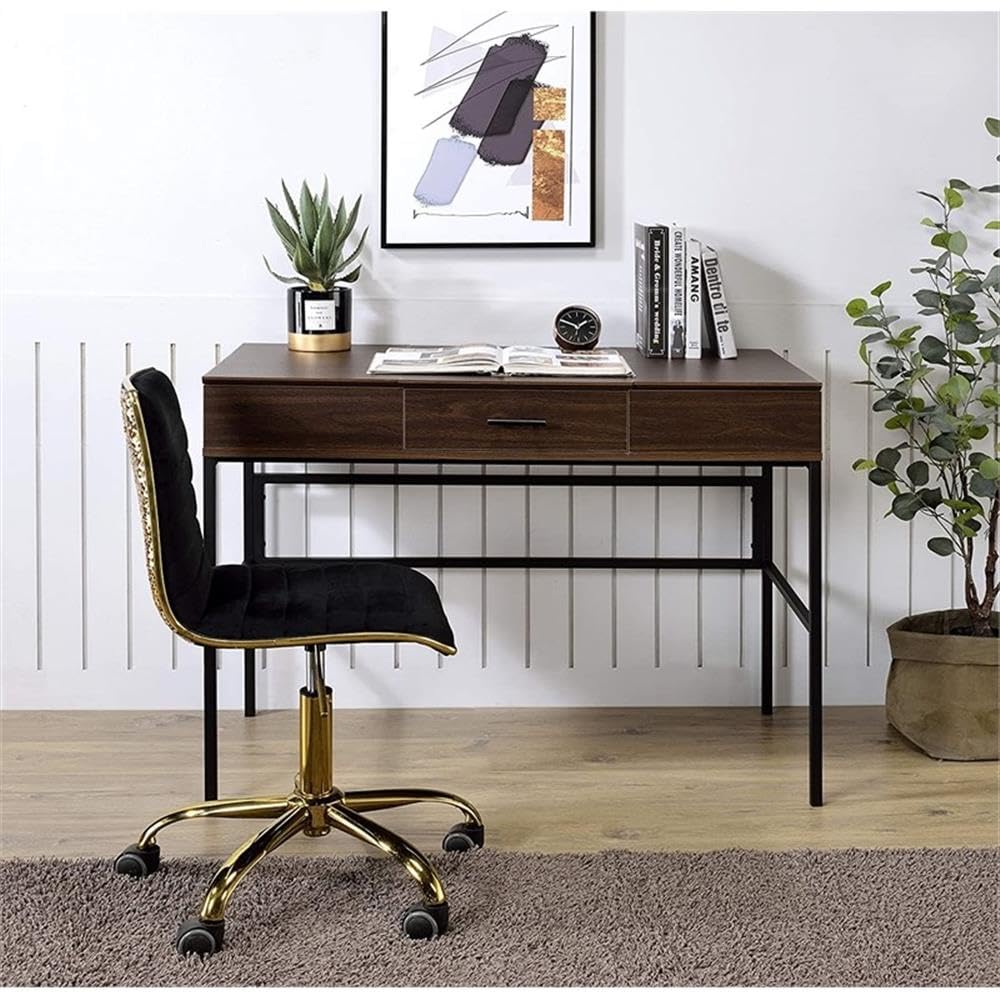 Acme Verster Wooden Storage Writing Desk with USB Port in Oak and Black