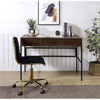 Acme Verster Wooden Storage Writing Desk with USB Port in Oak and Black