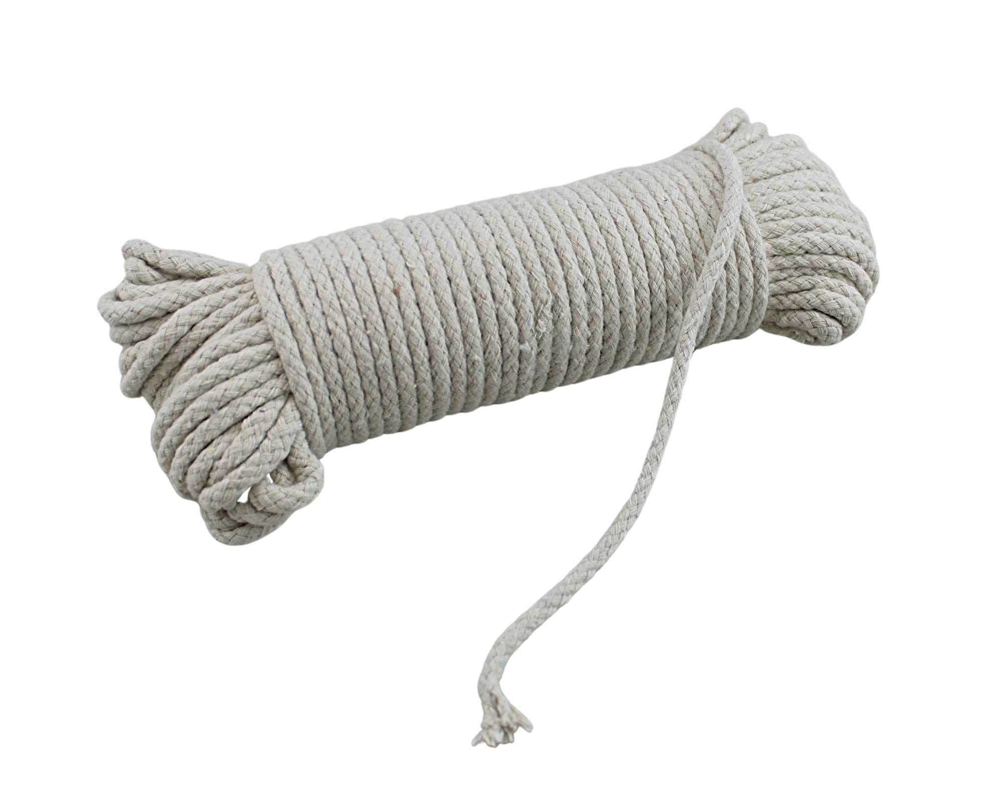 100 Ft Heavy Duty Braided Cotton Rope Clothesline #6 1/4 6 mm Multi Purpose Home Boat Camping Ivory