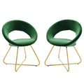 Modway Nouvelle 19" Velvet Dining Chairs in Gold/Emerald Green (Set of 2)