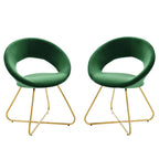 Modway Nouvelle 19" Velvet Dining Chairs in Gold/Emerald Green (Set of 2)