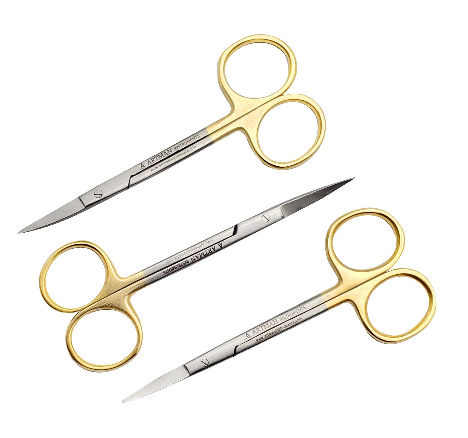 Scissors 4.5 Inch Curved Set Of 3 For Office Art And Craft Applique By Wise Linkers