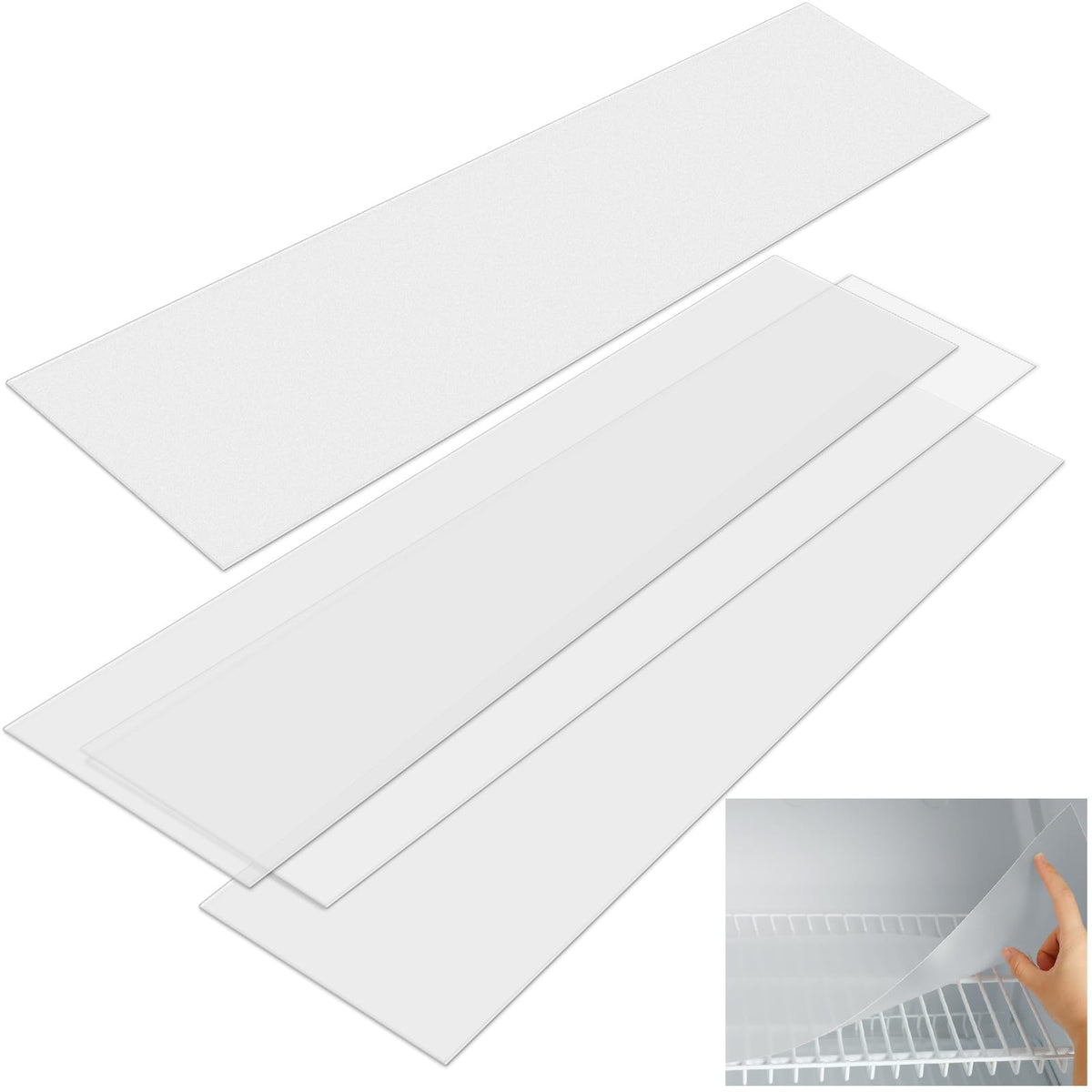 Barydat 4 Pcs Frosted Plastic Wire Shelf Liner Clear, 72 x 16 Inch