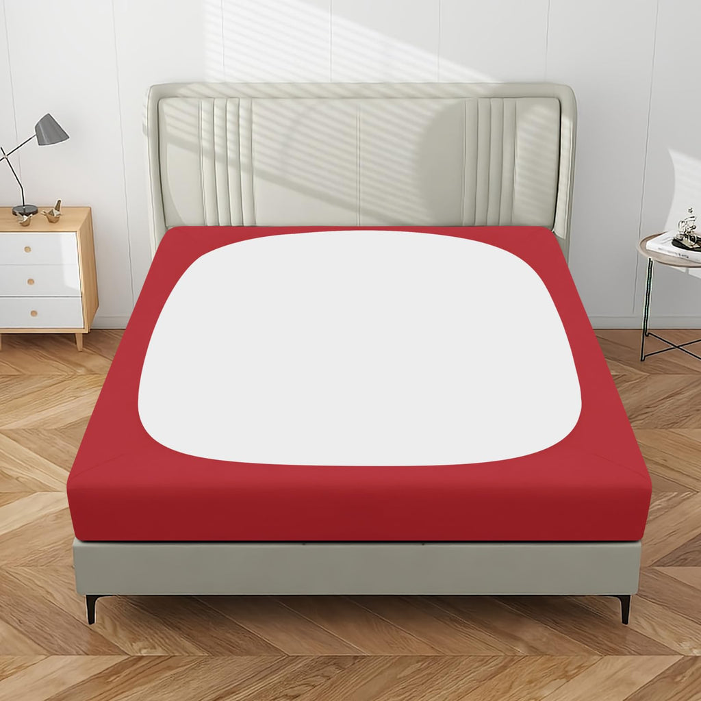 Purefit Stretchy Box Spring Cover Full - Elastic Fitted Box Spring Wrap Around 4 Sides, Wrinkle & Fading Resistant Fits Full Size Beds, Red