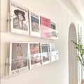 DuvinDD 2 Pack Acrylic Magazine Holder Rack Brochure Holder Wall Mount 24 inch Clear Hanging Magazine Rack Floating Bookshelf fo
