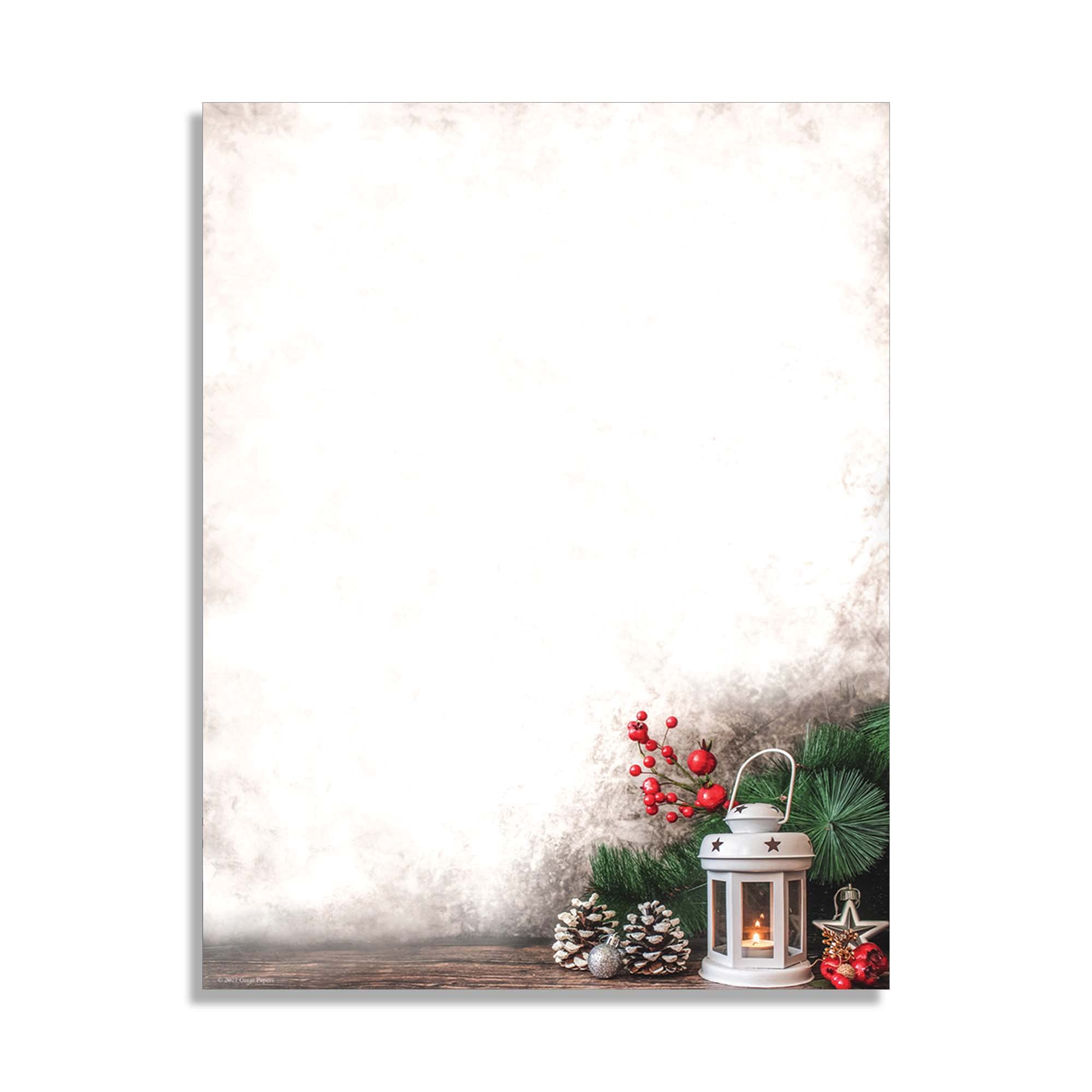 Lantern Greetings Holiday Stationery Paper - 50 Sheets Letterhead For Winter & Christmas Events