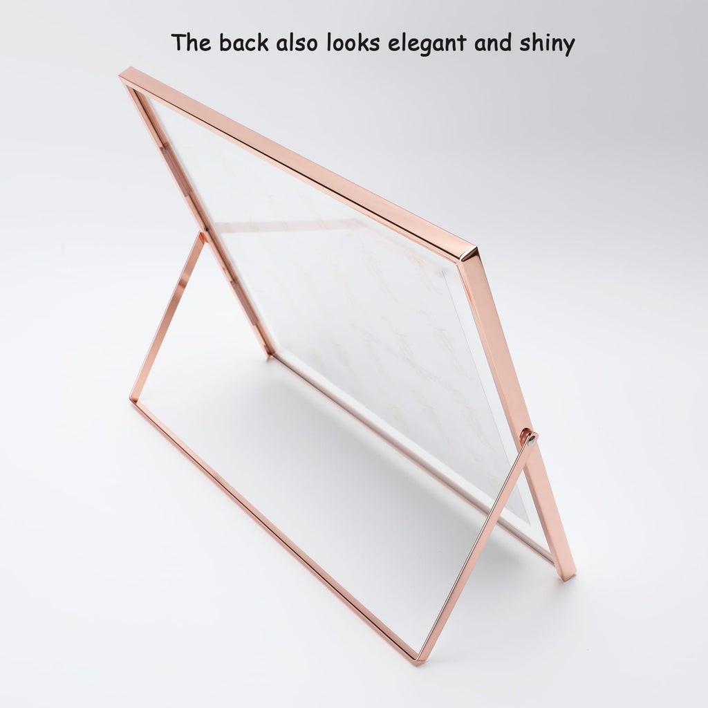 Ahago Rose Gold Floating Frame (10''X12'', Horizontal), For Picture 8.5X11, 8X10, 7X9, Tabletop Shelf Photo Frame, Home Or Offic