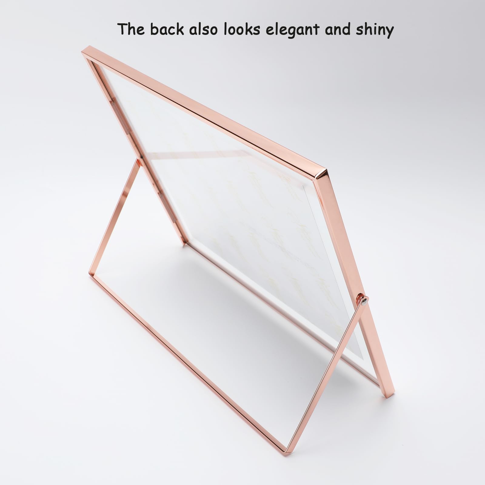 Ahago Rose Gold Floating Frame (10''X12'', Horizontal), For Picture 8.5X11, 8X10, 7X9, Tabletop Shelf Photo Frame, Home Or Offic