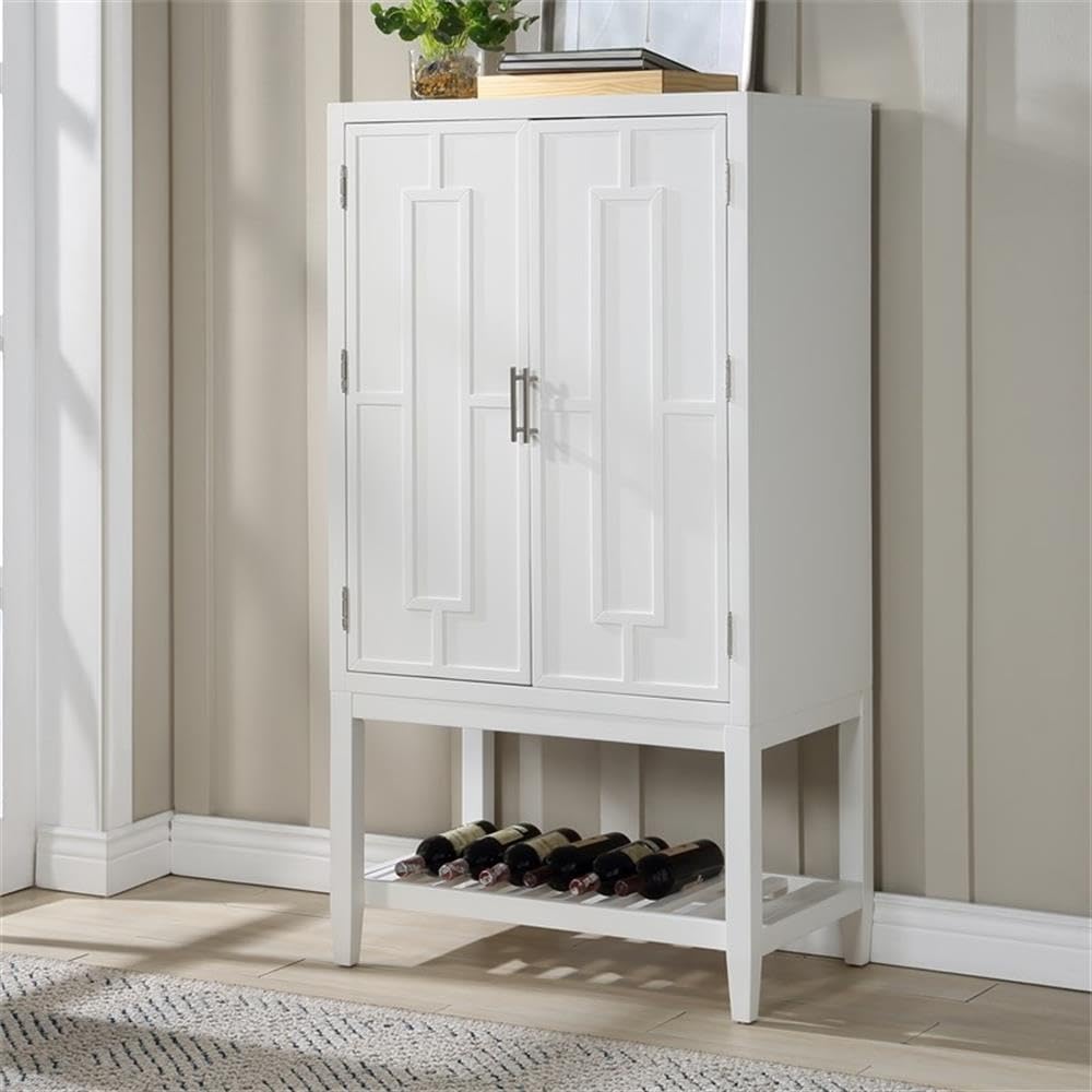 Comfort Pointe Milano 60-inch White Wood 2-Door Modern Bar Cabinet with Pull-Out Tray