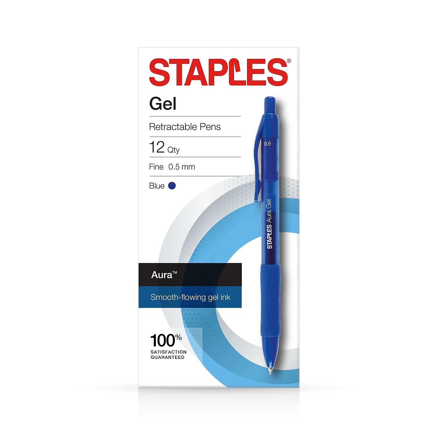 Staples 2321360 Aura Gel Rt Fine 0.5Mm Blue 12