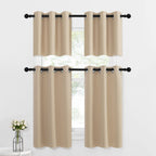 Nicetown Small Tiers Window Kitchen Valances - Farmhouse Style Thermal Insulated Room Darkening Window Treatment Curtains/Drapes (Biscotti Beige, 2 Panels, 42W By 24L With 1.2 Inches Header)