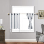 Jiuzhen Short Curtains Kitchen Half Window Blackout Curtains With Tiebacks For Baseroom Shadows, Grommet Curtains For Living Room, Set Of 2 Window Curtain Panels, 52 X 36 Inch Length,Greyish White
