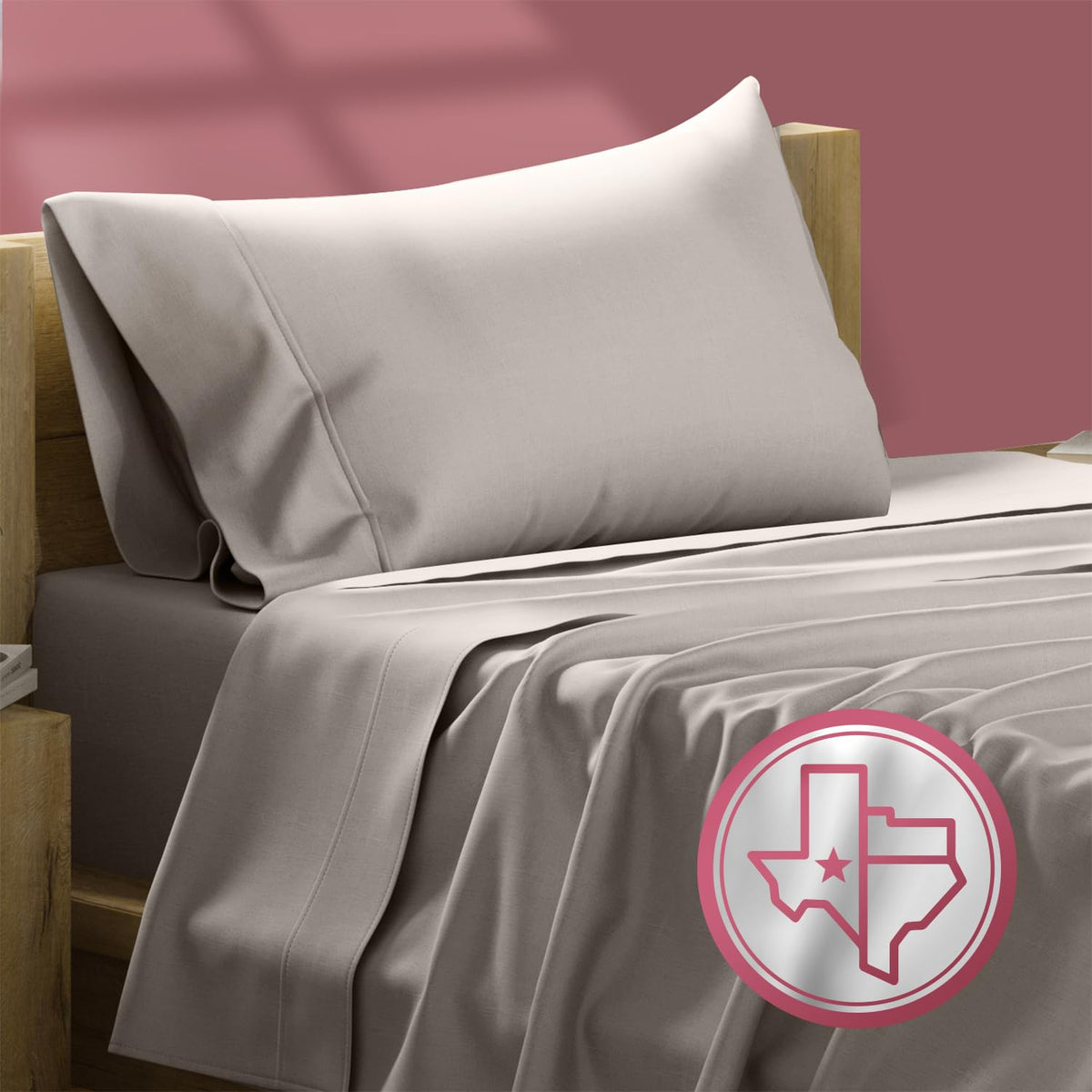 Texas Linen Co. Luxury Egyptian Cotton Twin Sheet Set - 800 Thread Count 3 Pc Blush Egyptian Cotton Sheets For Twin Size Bed, Ex