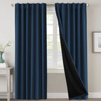 H.VERSAILTEX 100% Blackout Curtains for Bedroom with Black Liner Full Room Darkening Curtain 96 Inch Long Thermal Insulated Back