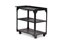 Steve Silver Furniture Sherlock Bar Cart Server, 3-Tier, Industrial Accent Design, Distressed Dark Charcoal Finish, Rustic Styling, Bottle Rack, for Kitchen, Dining Room, 20" D x 40" W x 36" H, Black
