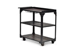 Steve Silver Furniture Sherlock Bar Cart Server, 3-Tier, Industrial Accent Design, Distressed Dark Charcoal Finish, Rustic Styling, Bottle Rack, for Kitchen, Dining Room, 20" D x 40" W x 36" H, Black