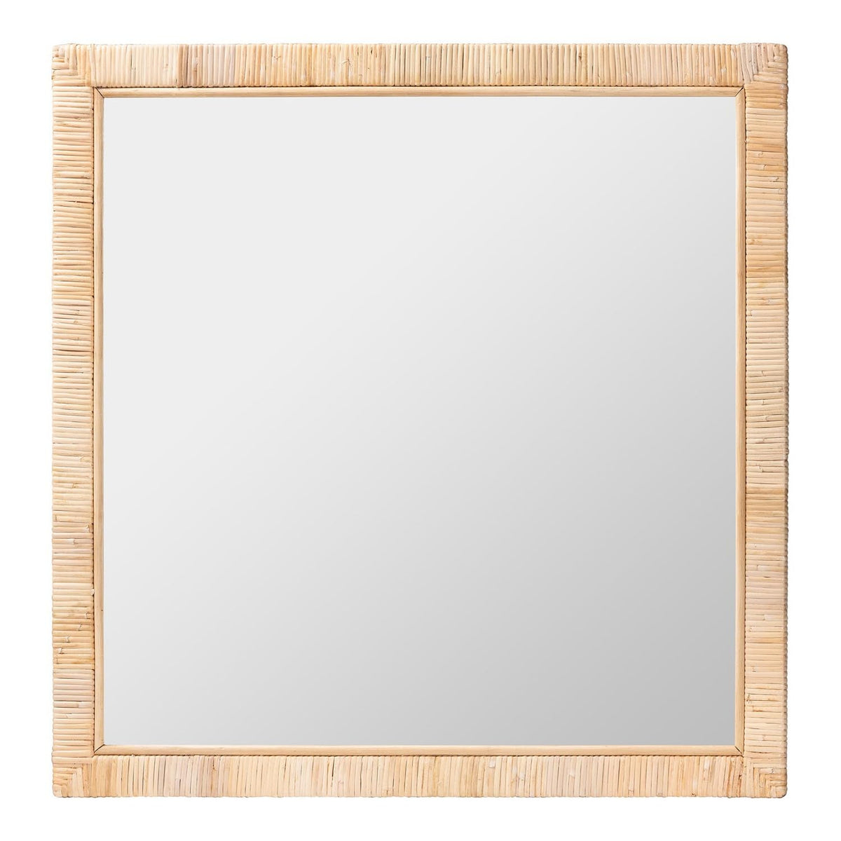 Bali & Pari Lankston Bohemian Natural Rattan Square Accent Wall Mirror