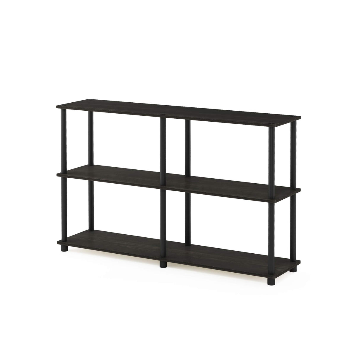 Furinno Turn-N-Tube 3-Tier Double Size Storage Display Rack, Espresso/Black, Plastic Pole 2 x 2