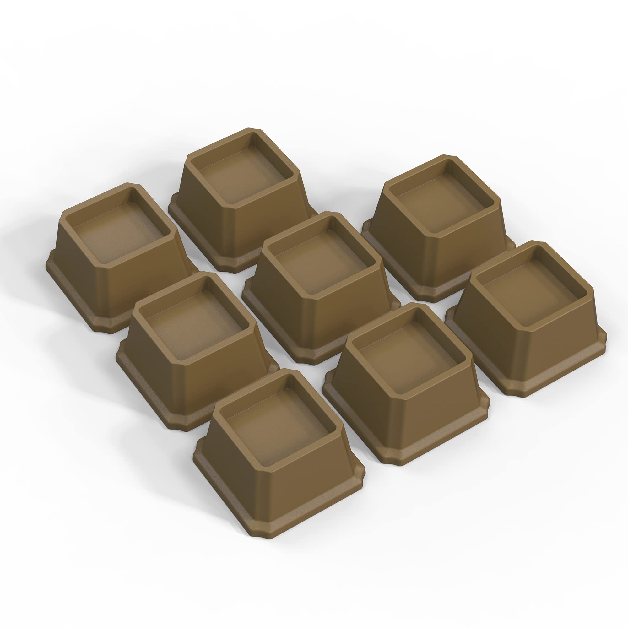Ahasolid Bed Risers 2 Inch Heavy Duty, Furniture Risers For Bed Frame, Couch, Desk, Chair, Lifts Up To 1,500 Lb, Set Of 8, Browm