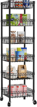 Golpart Basket Shelves Closet Rack with Wheels Metal Pantry Wire Shelf Unit