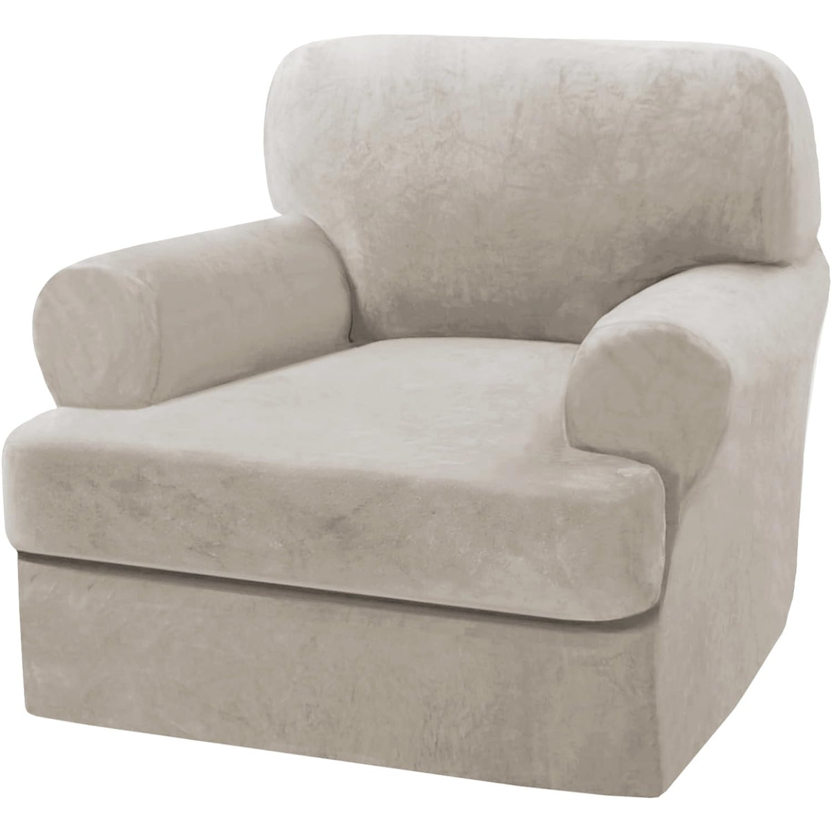 H.VERSAILTEX Sofa Cover 2 Piece T Cushion Armchair Slipcovers Thick Velvet Couch Cover Stretch T Cushion Sofa Covers for 1 Cushi