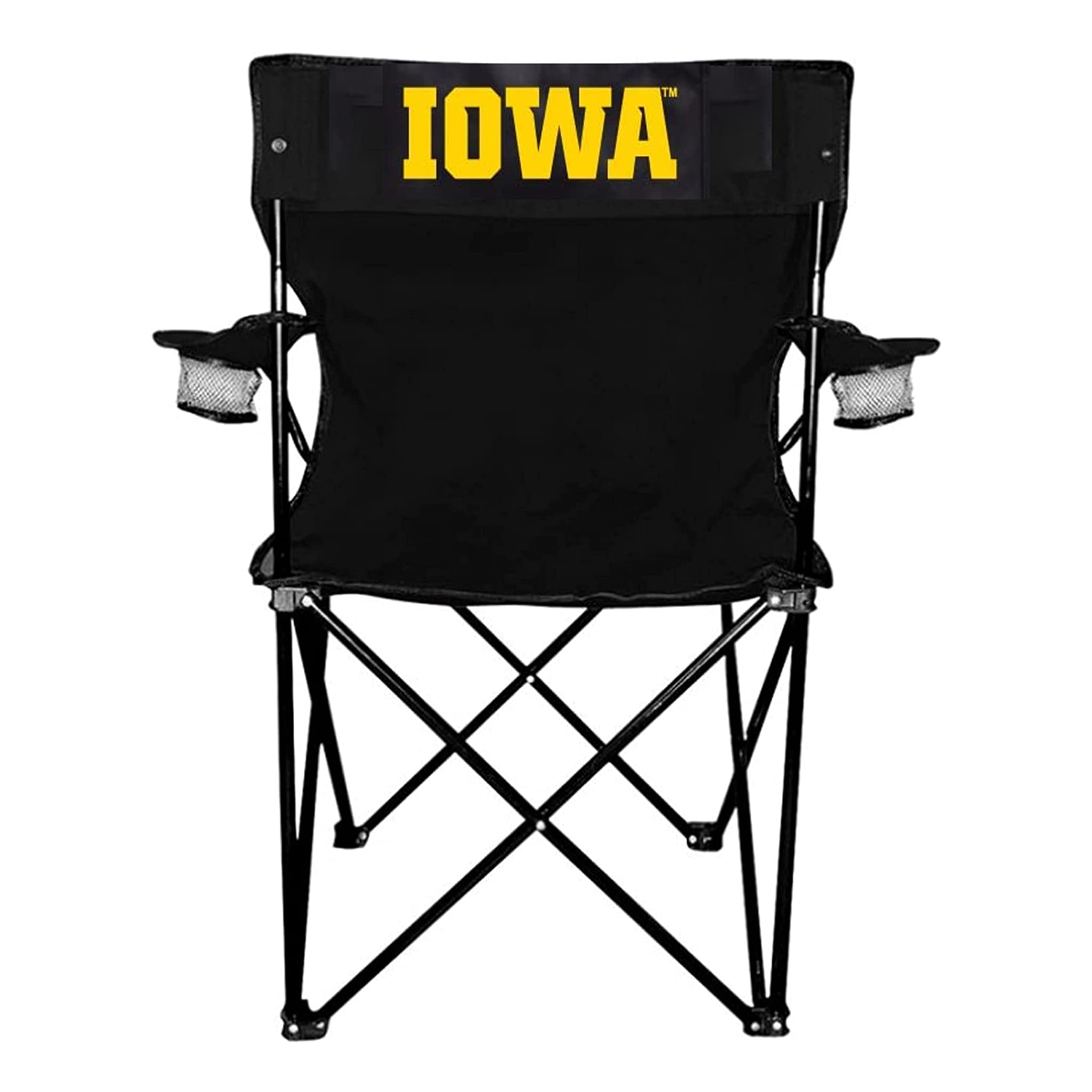 VictoryStore Outdoor Camping Chair - University of Iowa Iowa Black Folding Camping Chair with Carry Bag