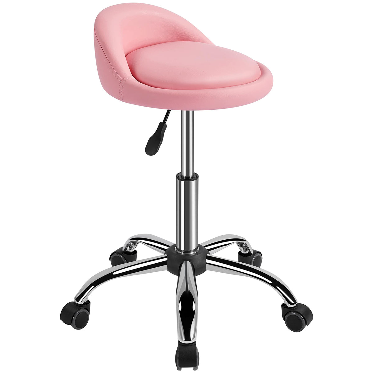Yaheetech Height Adjustable Rolling Swivel Salon Stool Chair with Backrest Wheels for Tattoo Massage Facial Spa Manicure Dentist