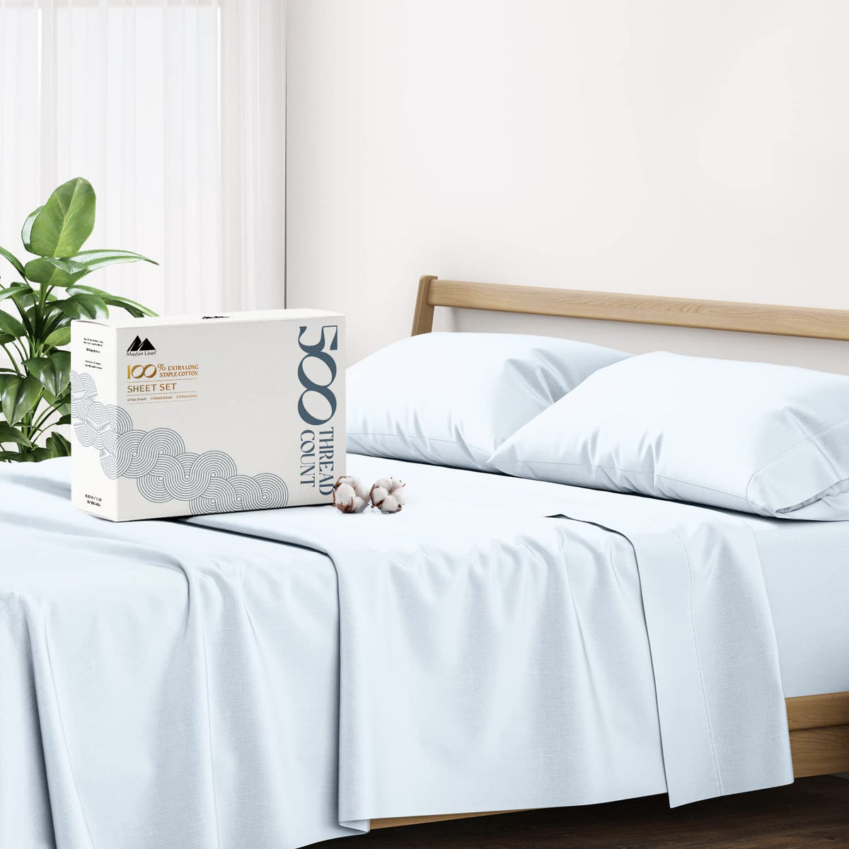 Mayfair Linen Twin Xl Sheets - 500 Thread Count 3 Pc Xl Twin Sheet, 100% Cotton Twin Xl Sheet Sets, Extra Long Twin Sheets For D