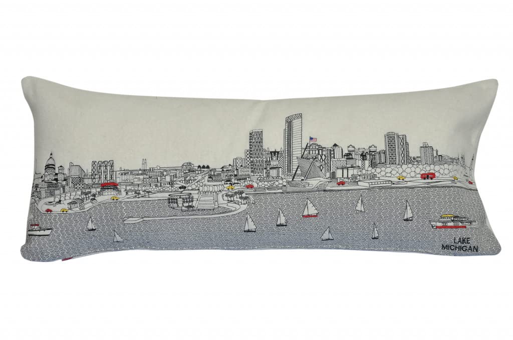 HomeRoots Cream 35' White Milwaukee Daylight Skyline Lumbar Decorative Pillow