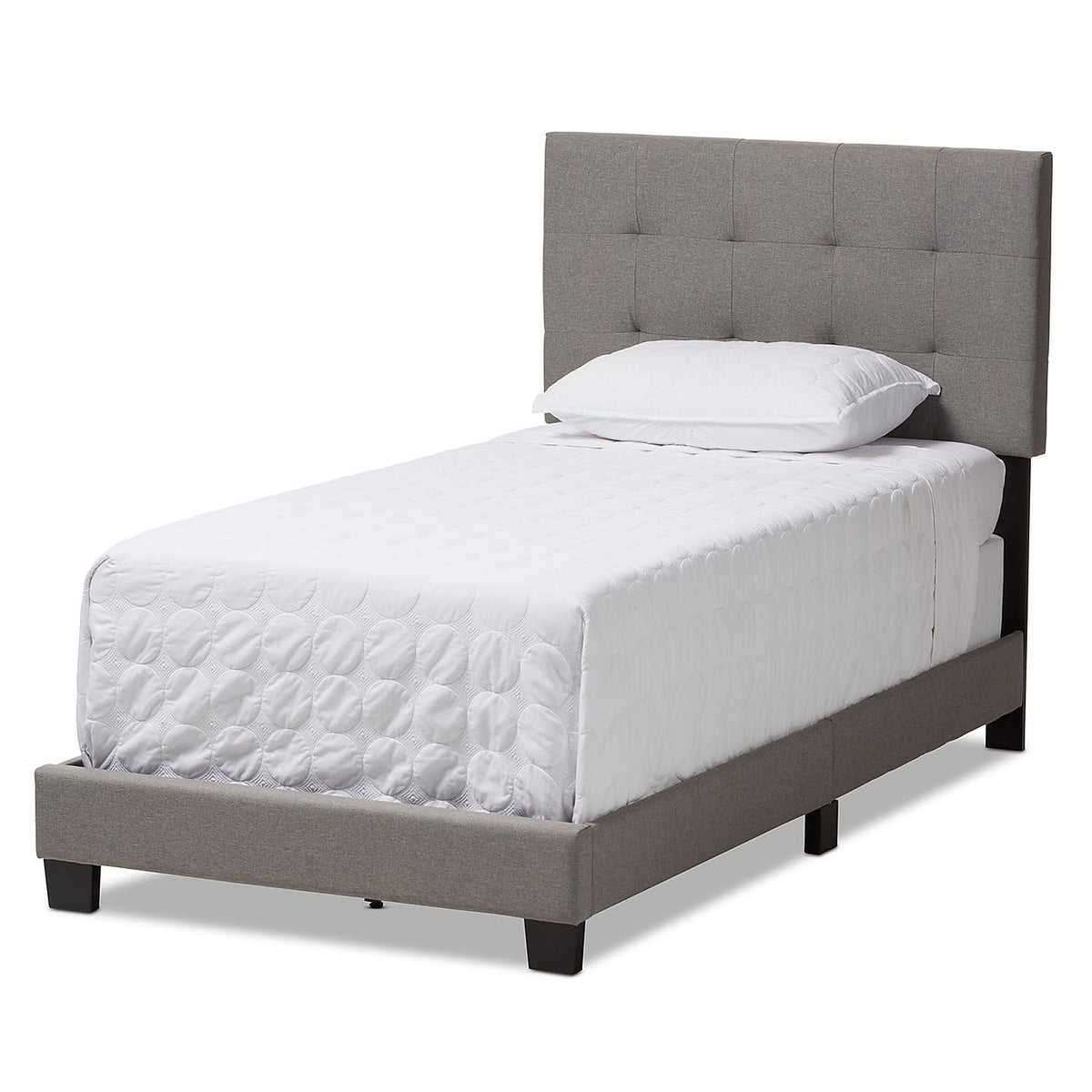 Baxton Studio Brookfield Twin Size Bed/Gray/Contemporary/Fabric Polyester 100%'/MDF/Foam