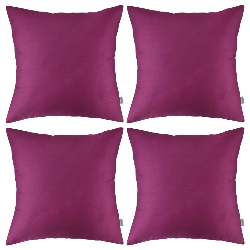 Thmyo 4-Pack 100% Cotton Comfortable Solid Decorative Throw Pillow Case, Square Cushion Cover Pillowcase Sublimation Blank Pillow Covers Diy Throw Pillowcase(20X20 Inch/ 50X50Cm,Dark Reddish Purple)